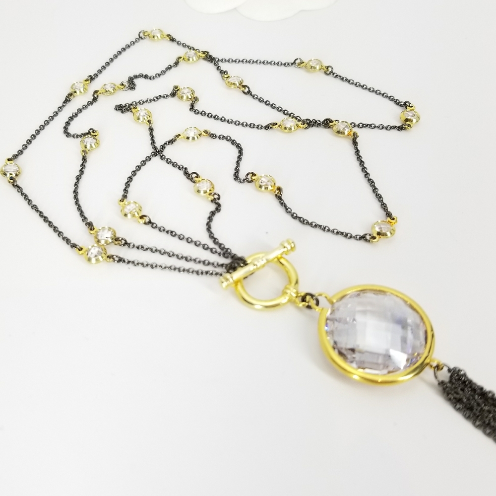 2 Ways Tassel CZ by the Yard Necklace NWT - Picture 7 of 10